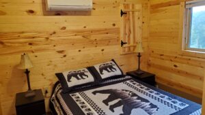 Bedroom in the rental cabin